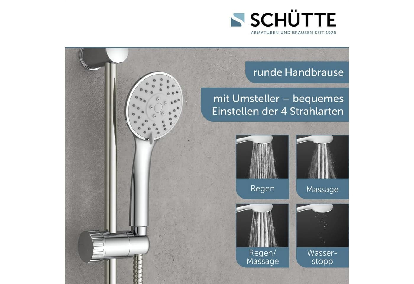 SCHÜTTE Brausegarnitur Napoli Chrom Grau mit 3 Strahlarten - Bild 3
