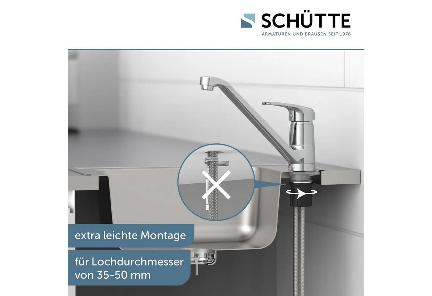 SCHÜTTE GRANDE Spültischarmatur Chrom 360° schwenkbar Messing - Bild 3
