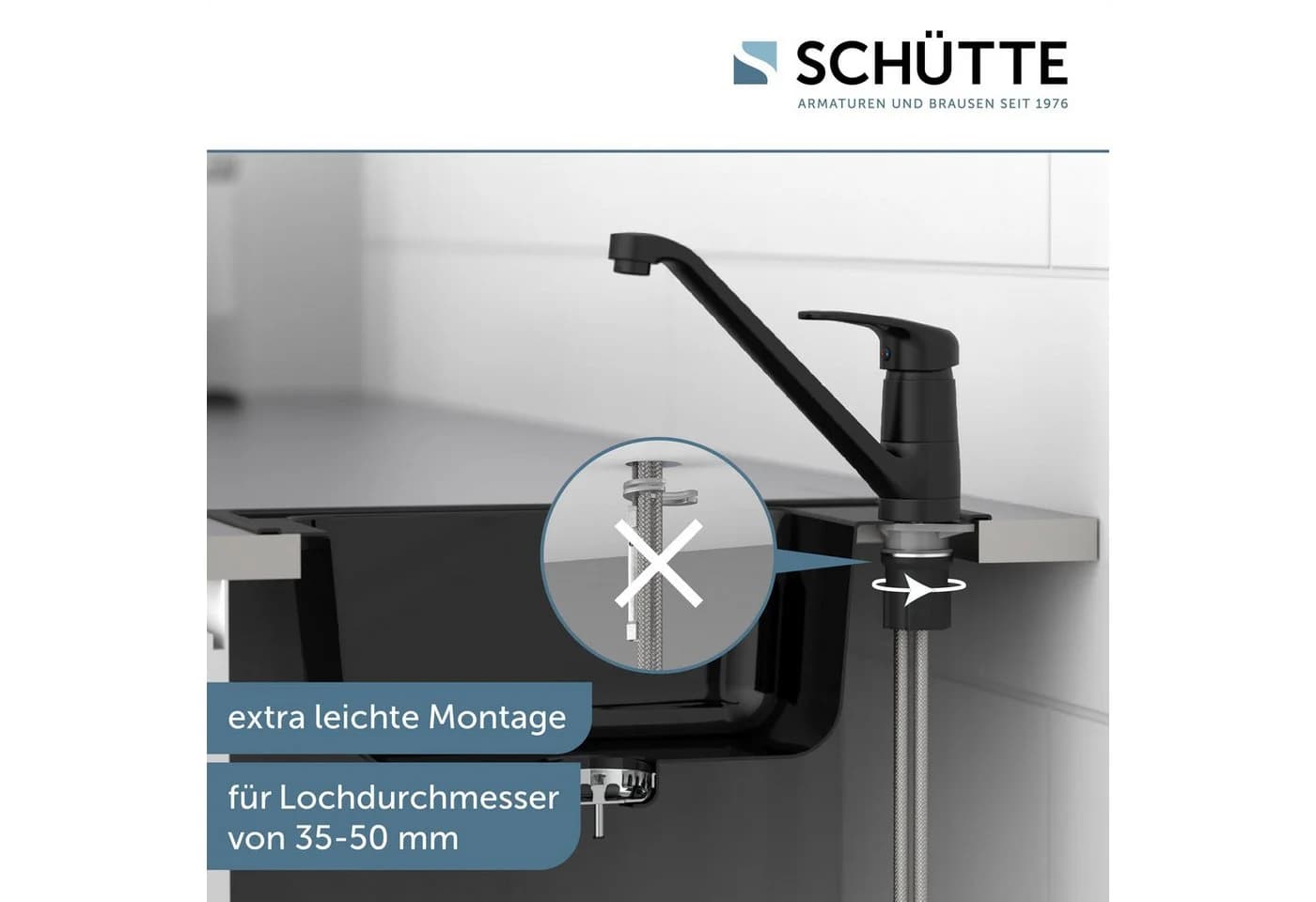 SCHÜTTE GRANDE Spültischarmatur Schwarz 360° Schwenkbar - Bild 3
