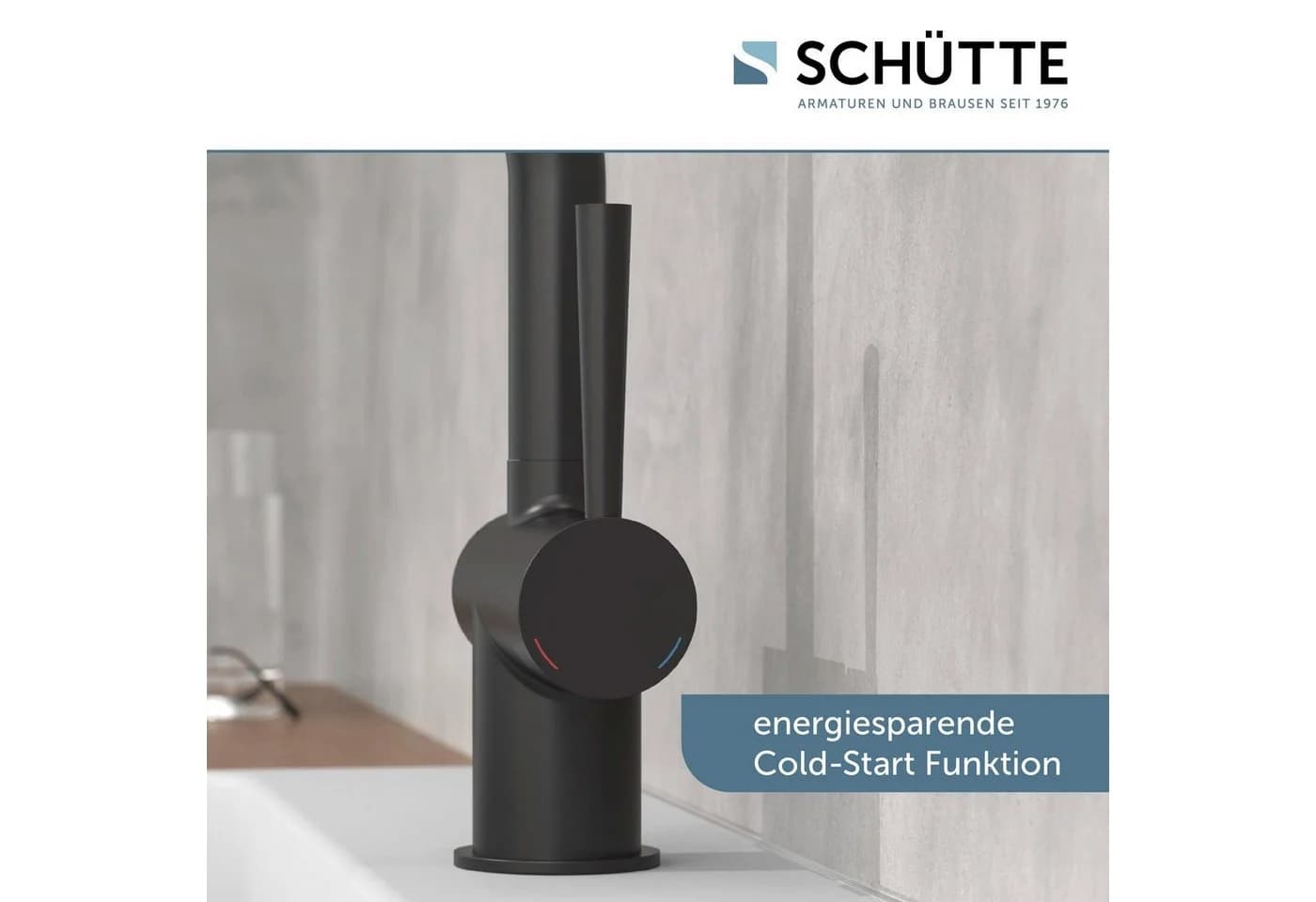 Schütte Waschtischarmatur CORNWALL Schwarz mit Cold-Start und Pop-up - Bild 5