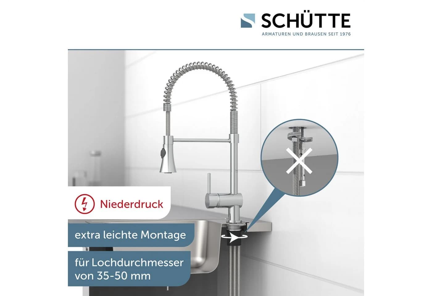 SCHÜTTE Cornwall Spültischarmatur Grau Chrom Niederdruck - Bild 3
