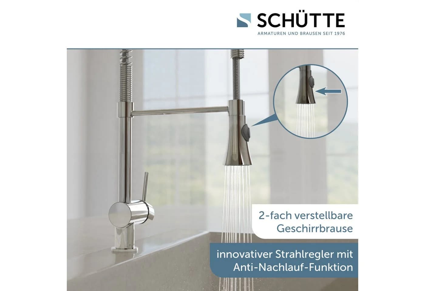 SCHÜTTE Cornwall Spültischarmatur Grau Chrom Niederdruck - Bild 5