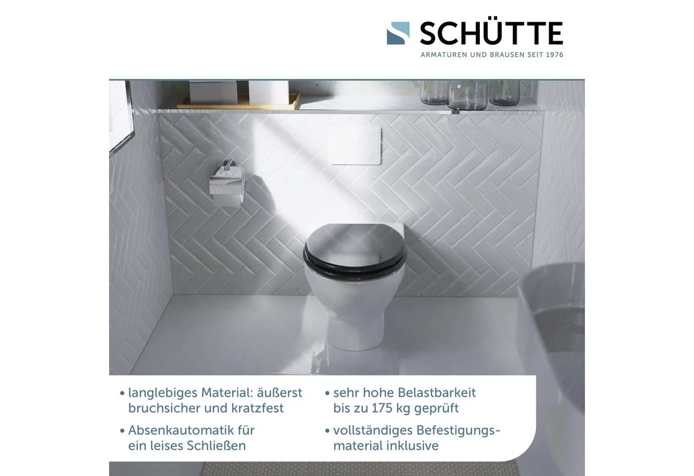 Schütte WC-Sitz SPIRIT Schwarz mit Absenkautomatik und MDF-Holzkern - Bild 4