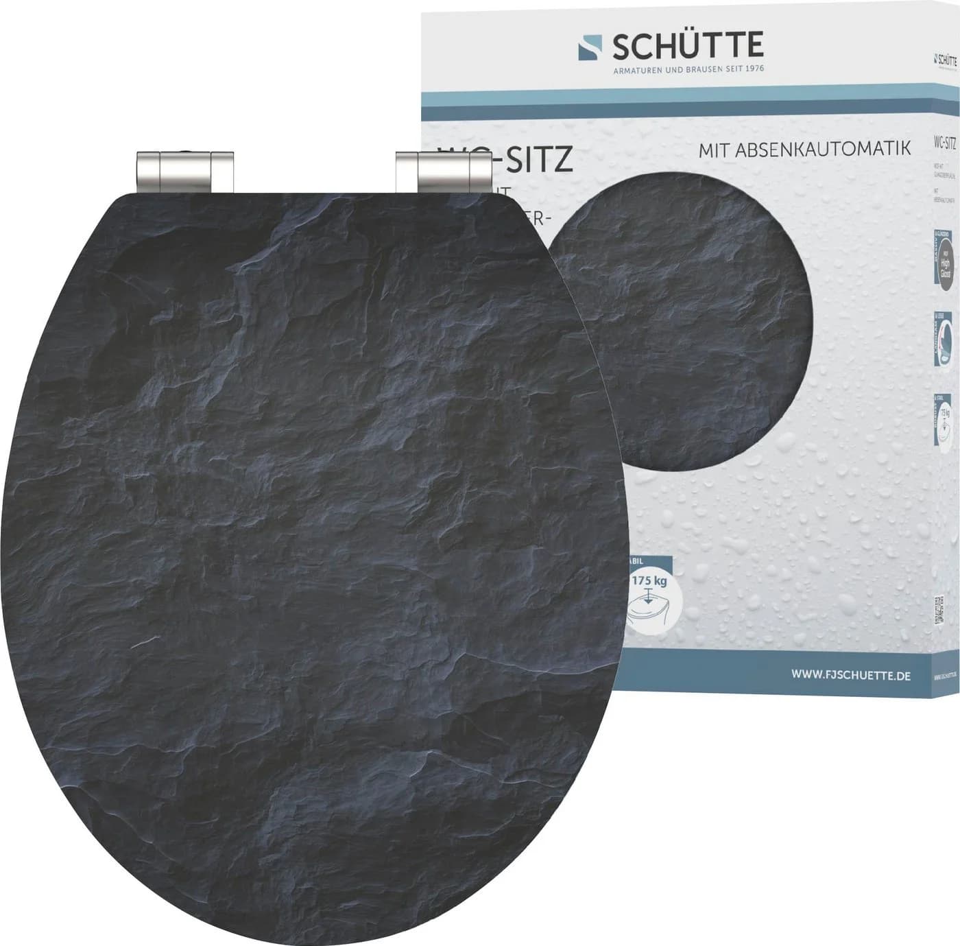 Schütte WC-Sitz BLACK STONE Schwarz MDF High Gloss mit Absenkautomatik - Bild 2