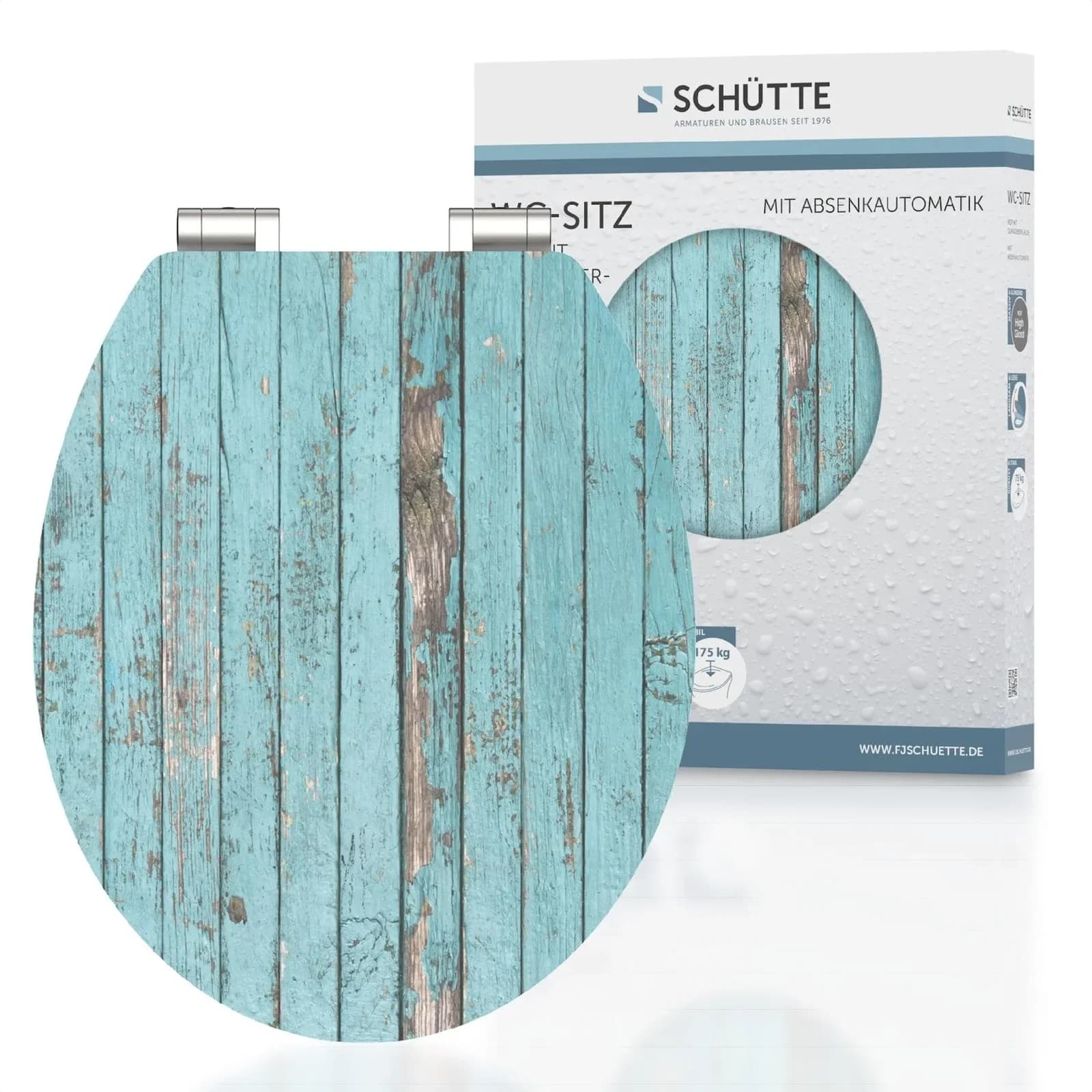 Schütte WC-Sitz Blue Wood Türkis/Holzfarben Hochglanz mit SoftClose