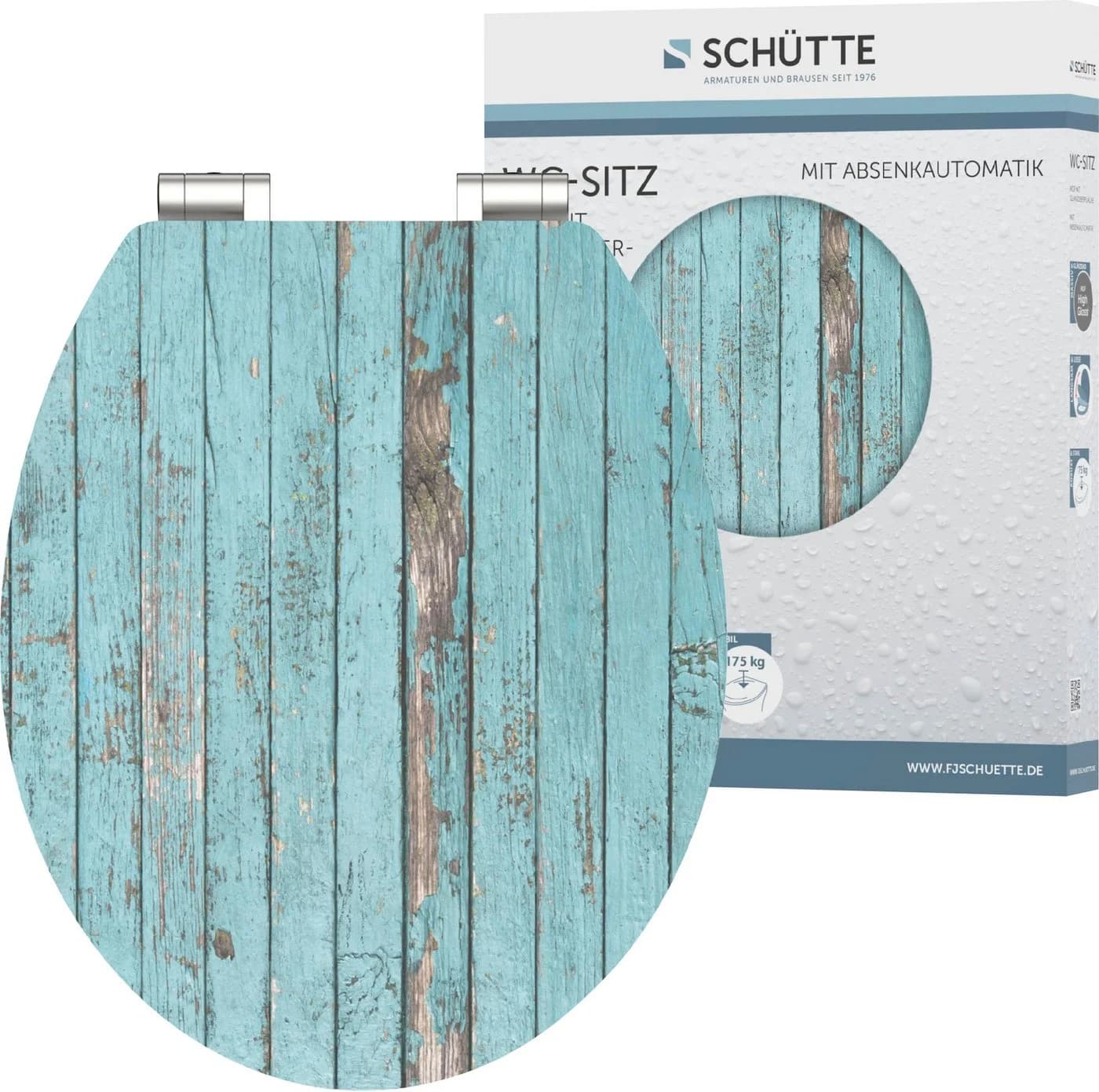Schütte WC-Sitz Blue Wood Türkis/Holzfarben Hochglanz mit SoftClose - Bild 3