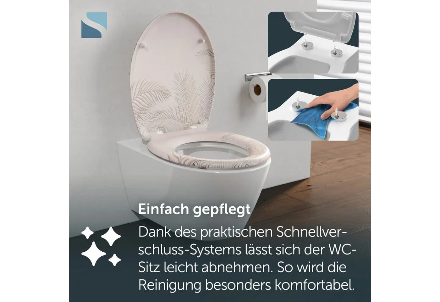 Schütte WC-Sitz PALM LEAVES O-Form Duroplast Beige - Bild 4