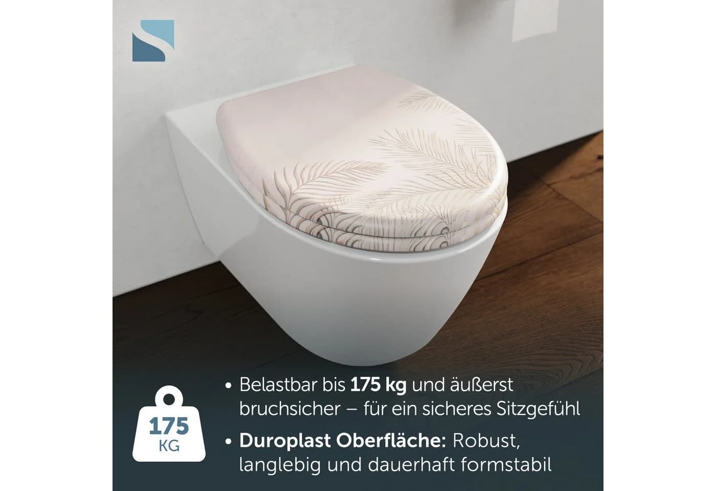 Schütte WC-Sitz PALM LEAVES O-Form Duroplast Beige - Bild 5
