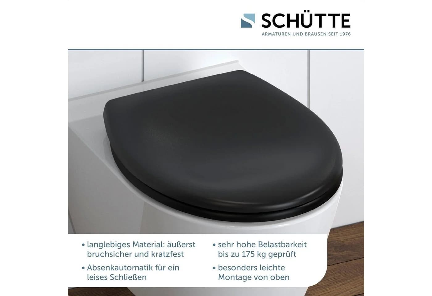 Schütte Duroplast WC-Sitz Schwarz mit Absenkautomatik und Schnellverschluss - Bild 4