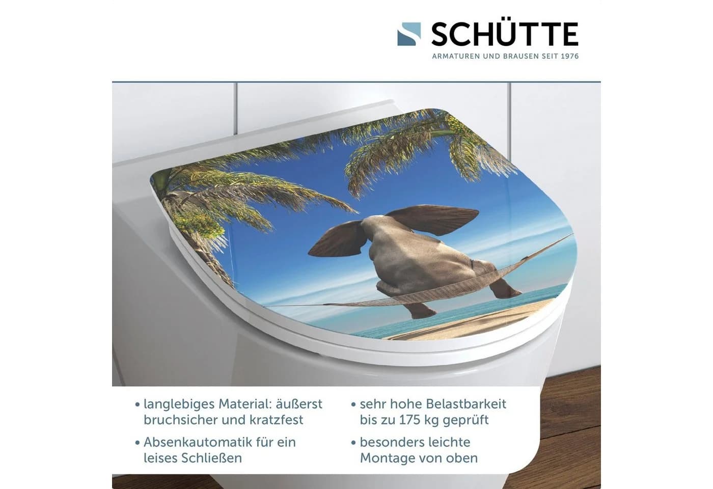 SCHÜTTE WC-Sitz Happy Elephant Bunt Duroplast mit Absenkautomatik