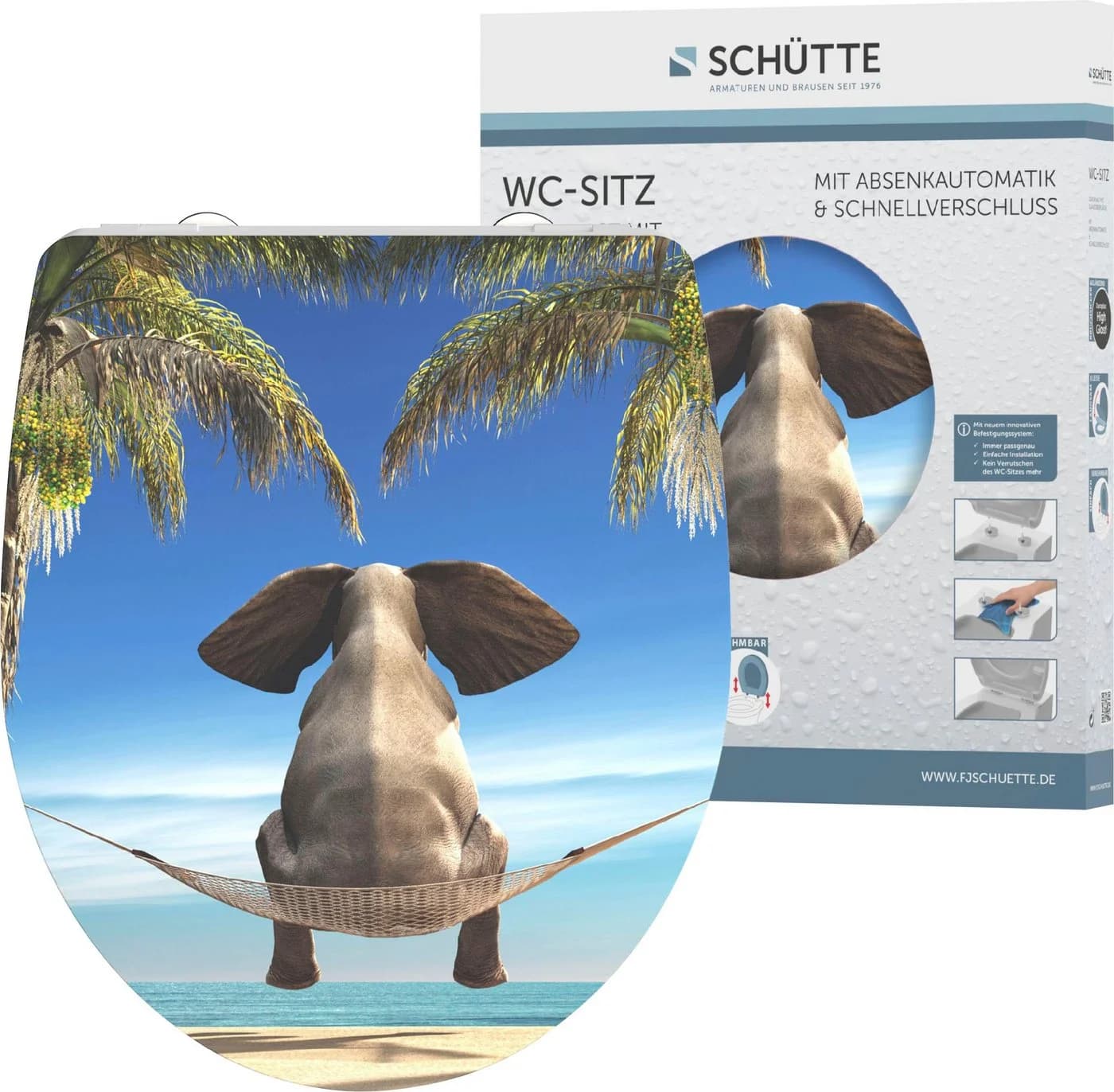 SCHÜTTE WC-Sitz Happy Elephant Bunt Duroplast mit Absenkautomatik - Bild 2