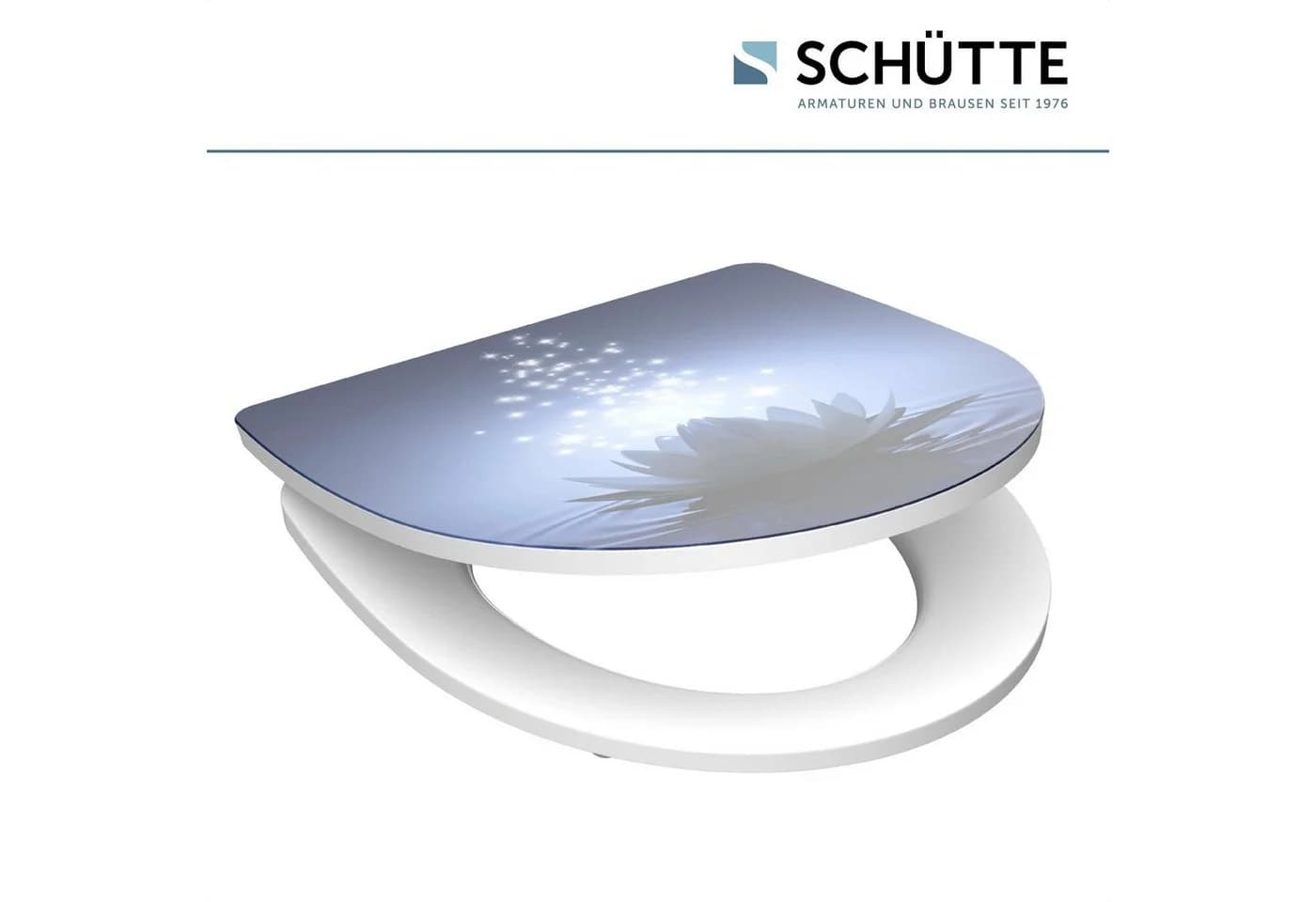 SCHÜTTE WC-Sitz Water Lily Blau/Weiß Duroplast Absenkautomatik - Bild 3