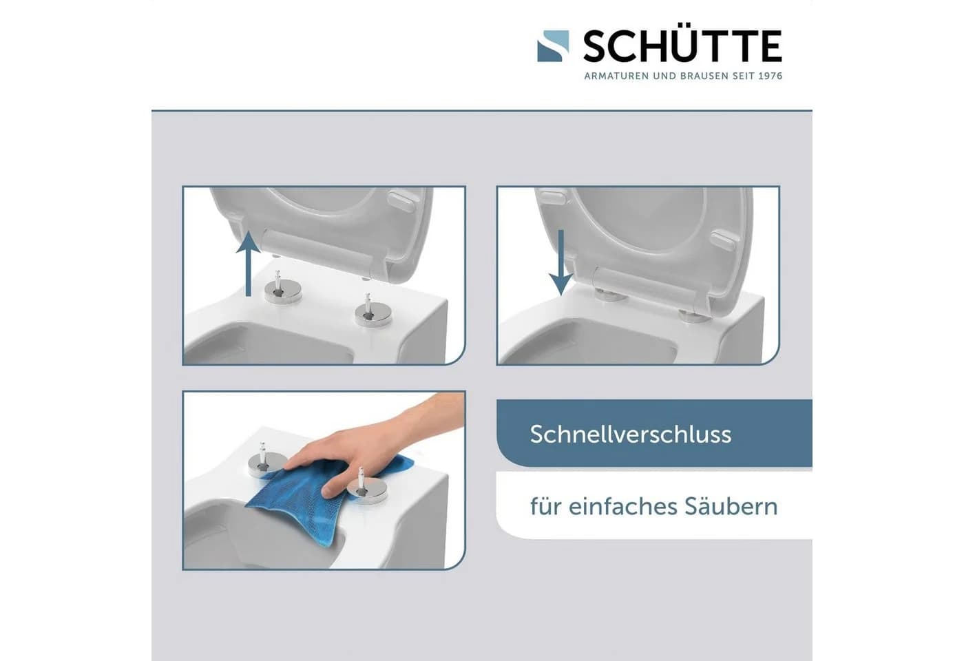 SCHÜTTE WC-Sitz Water Lily Blau/Weiß Duroplast Absenkautomatik - Bild 4