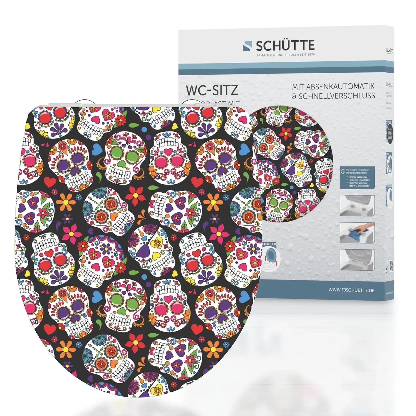 Schütte WC-Sitz Crazy Skull Duroplast Absenkautomatik High Gloss