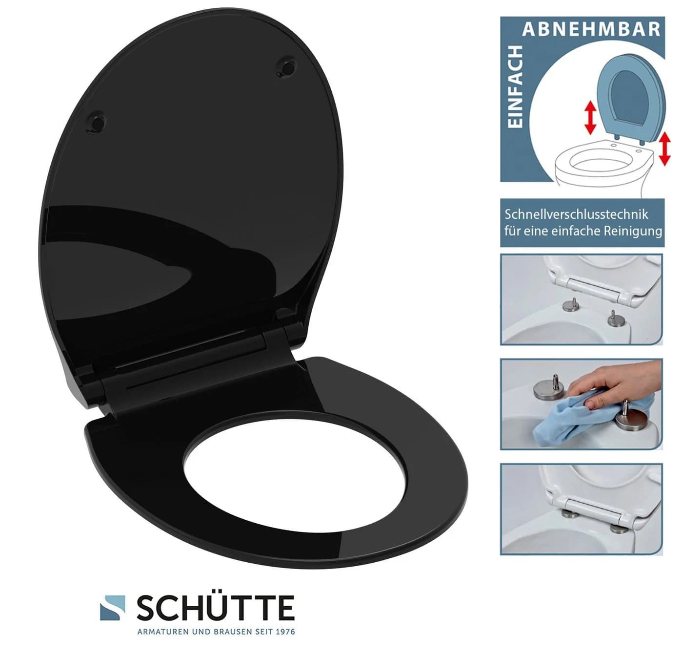 Schütte WC-Sitz SLIM Schwarz Duroplast Absenkautomatik - Bild 5