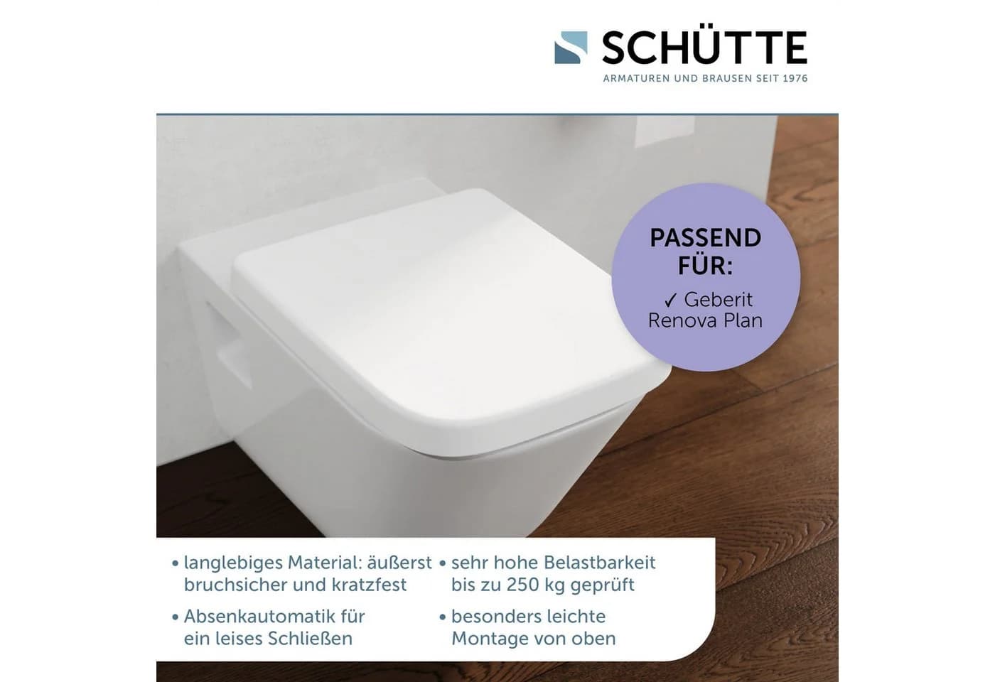 Schütte WC-Sitz Duroplast Weiß mit Absenkautomatik und Schnellverschluss