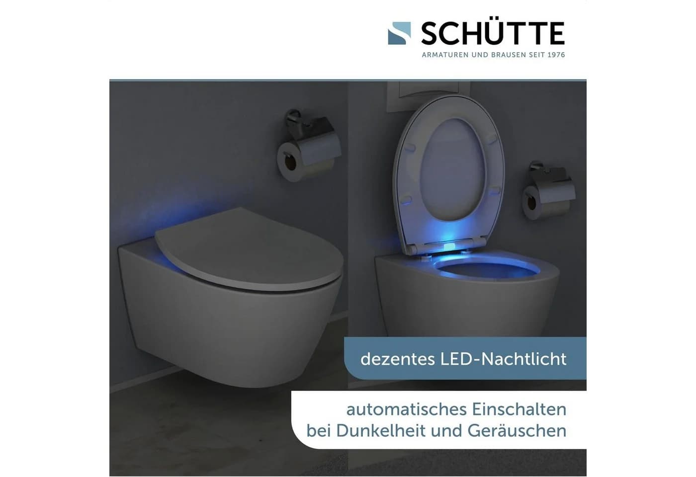 Schütte WC-Sitz mit LED, Absenkautomatik, Schnellverschluss Weiss
