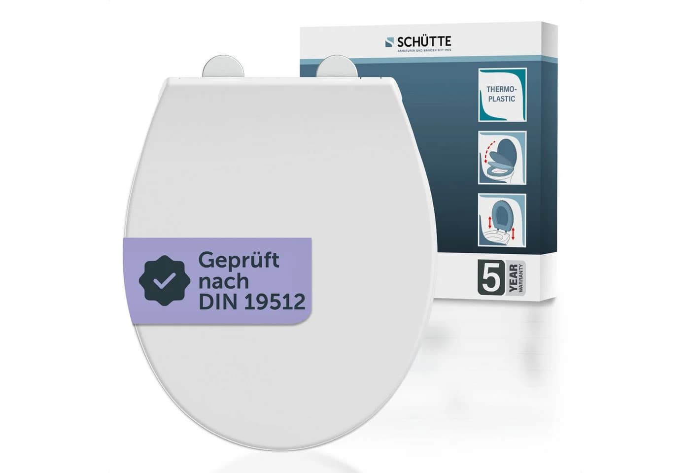 Schütte WC-Sitz WHITE PREMIUM Thermoplast Weiß Absenkautomatik - Bild 2