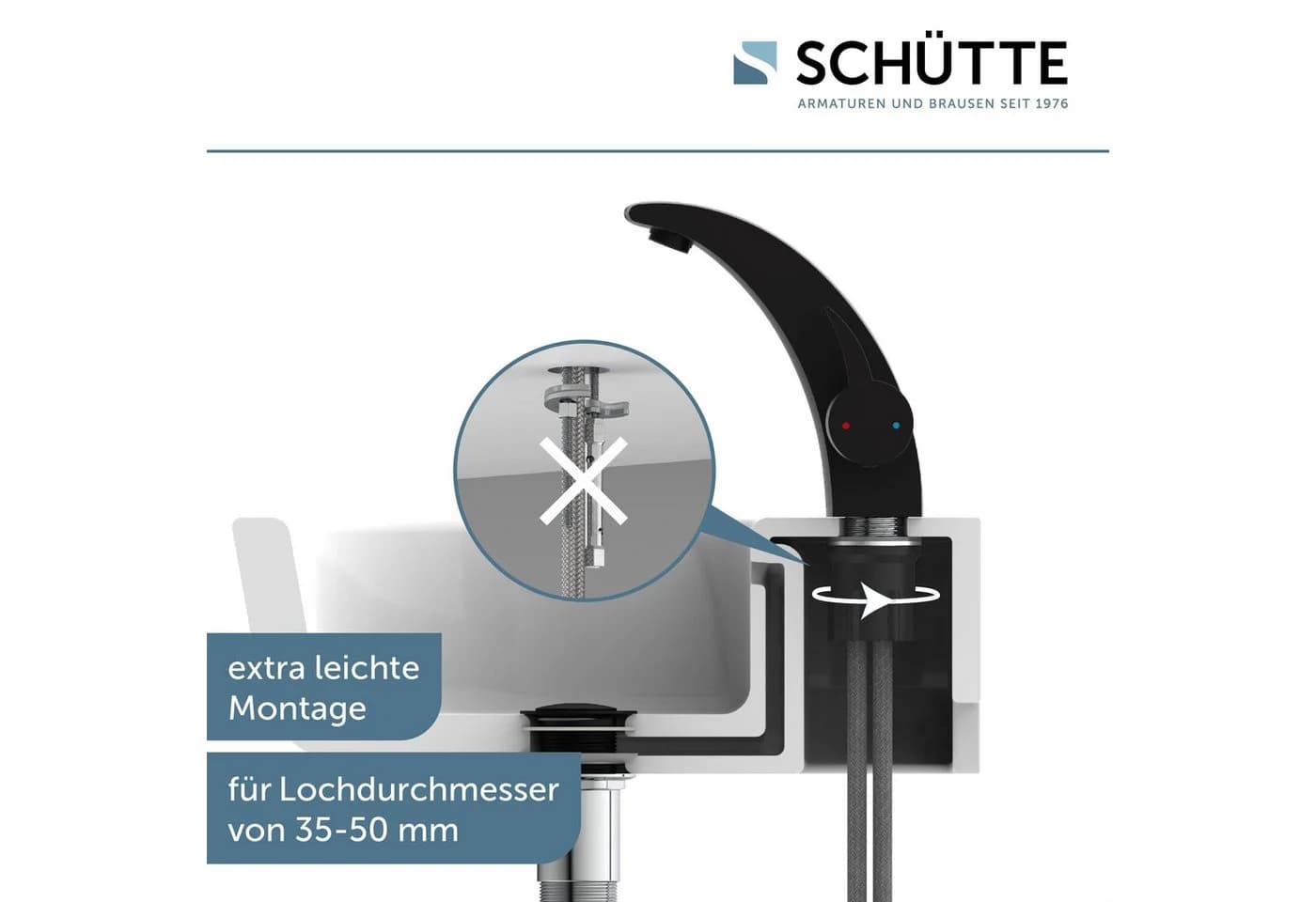 Schütte Waschtischarmatur PANAMA Wasserhahn Mischbatterie Chrom - Bild 4