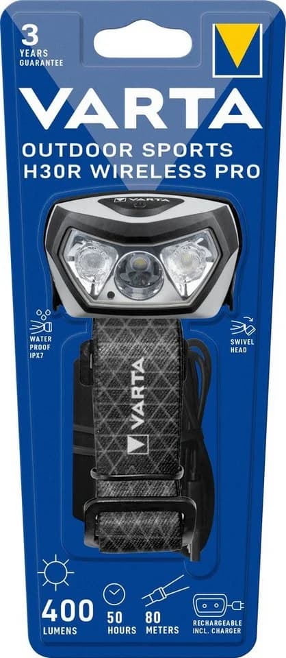 VARTA LED Stirnlampe Outdoor Sports H30R Wireless Pro Schwarz