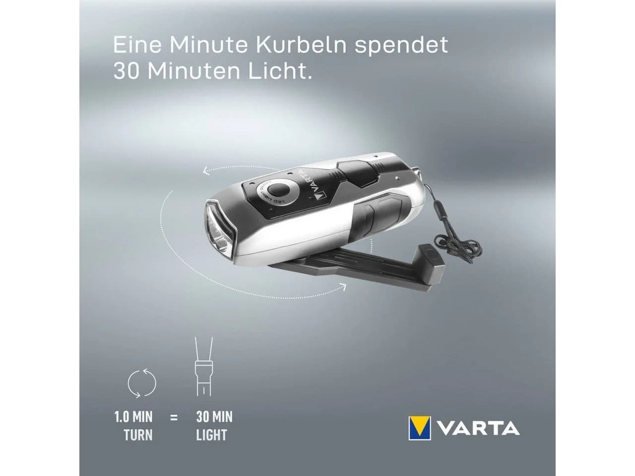VARTA Taschenlampe DYNAMO LIGHT LED mit Kurbel - Schwarz/Grau - Bild 5
