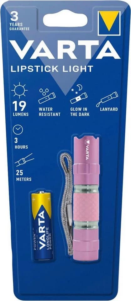 VARTA Taschenlampe Lipstick Light Rosa Aluminium