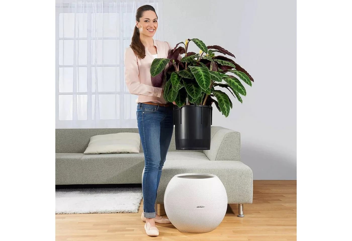 Lechuza® Blumentopf Puro Color 50 Komplett weiß - Bild 3