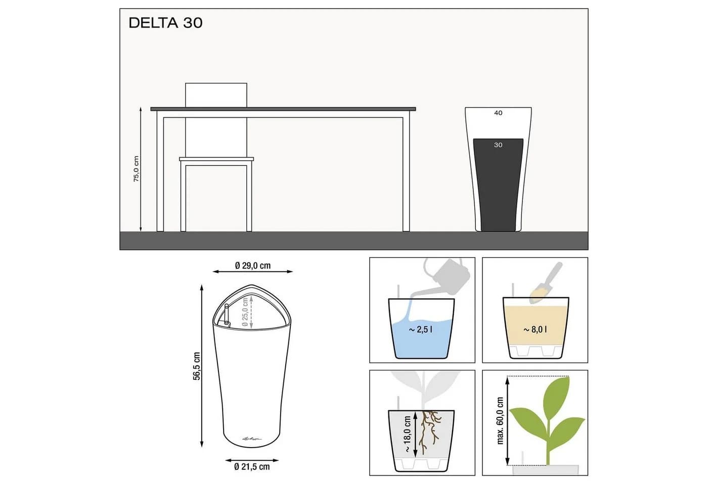 Lechuza® Pflanzsäule Delta 30 weiß hochglanz - Bild 3
