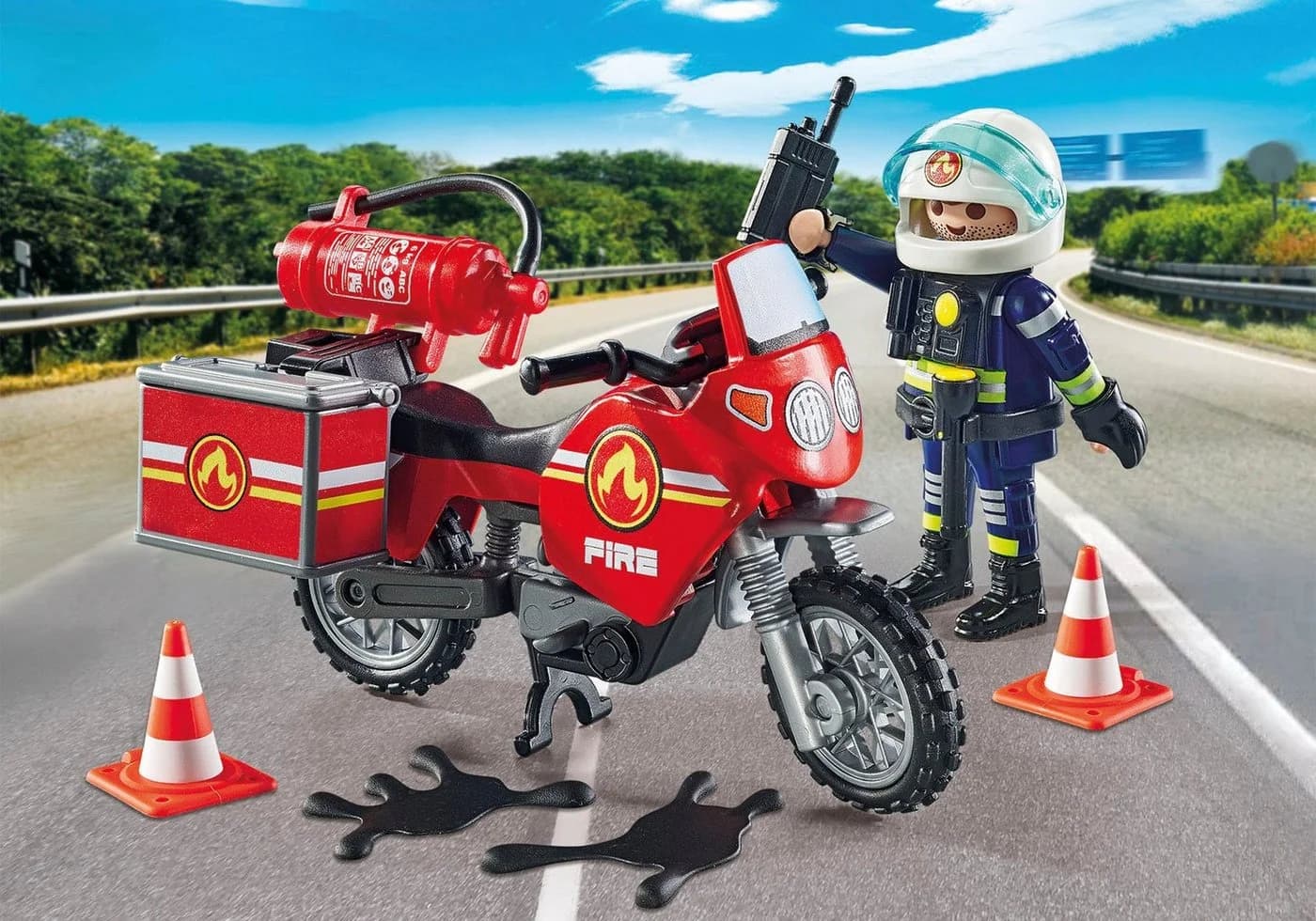 PLAYMOBIL Feuerwehrmotorrad am Unfallort 71466 Action Heroes Bunt - Bild 3
