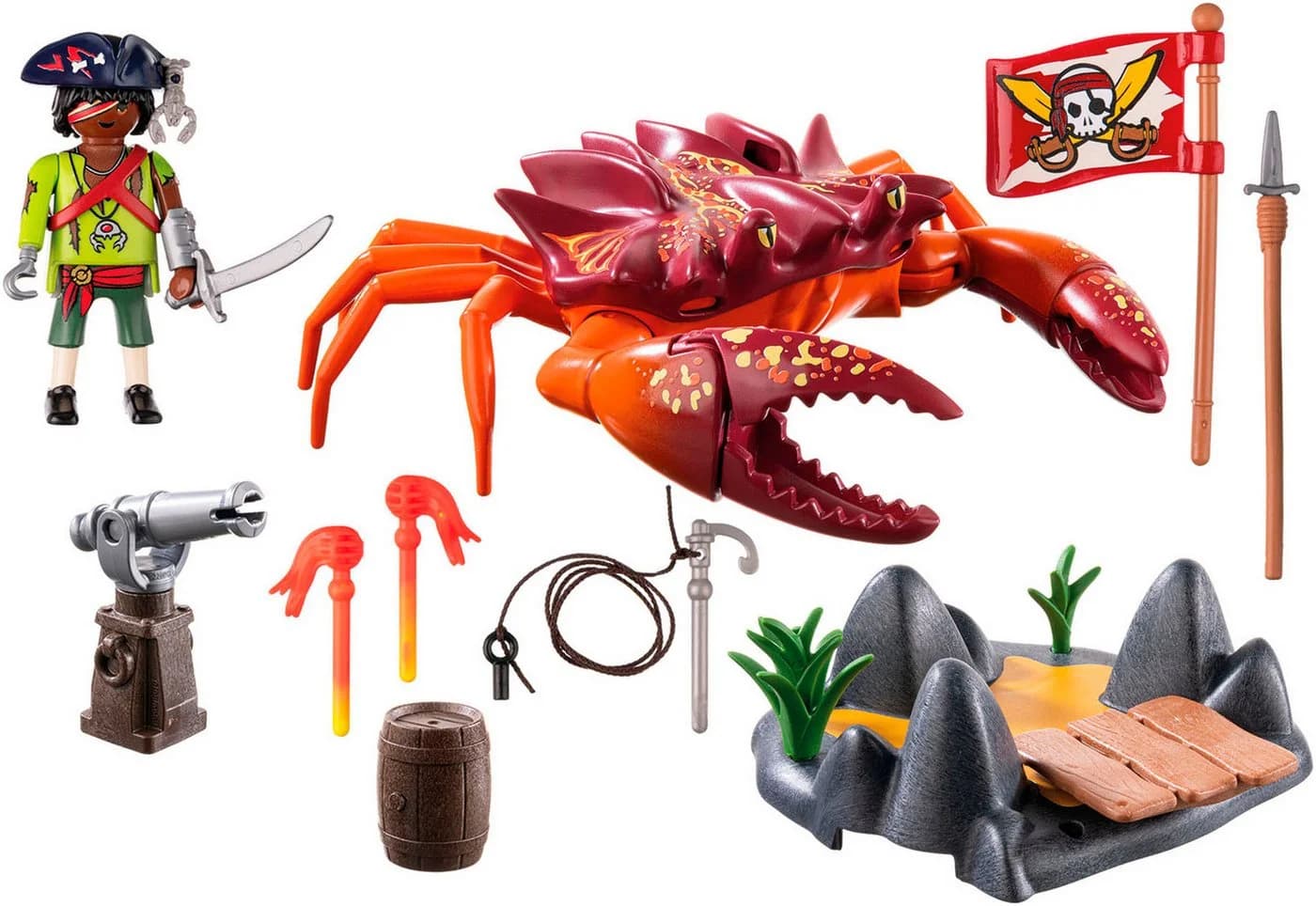 PLAYMOBIL Konstruktions-Spielset Kampf gegen Riesenkrabbe Pirates Bunt