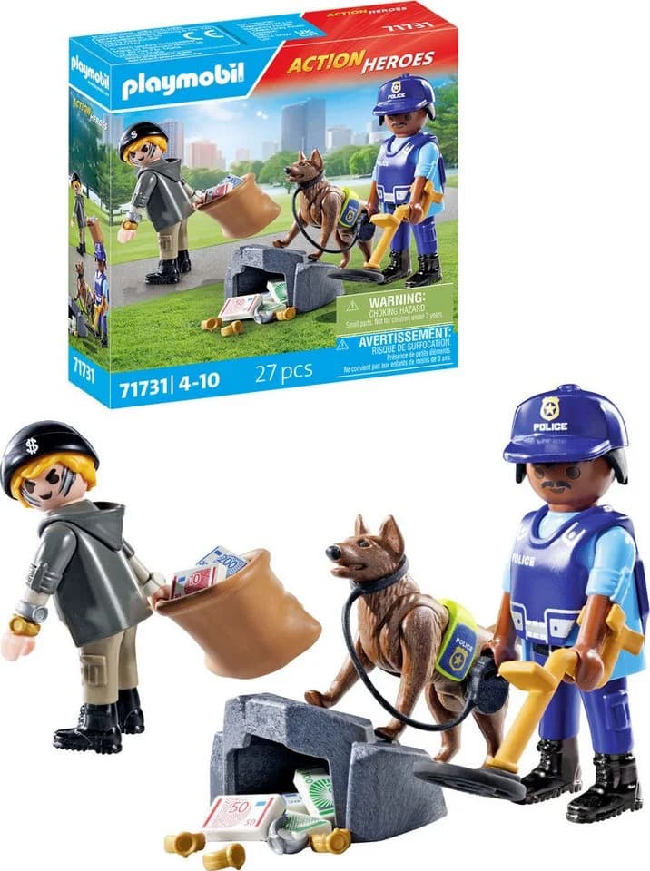 PLAYMOBIL Konstruktions-Spielset Spurensuche mit Hund 71731 Action Heroes