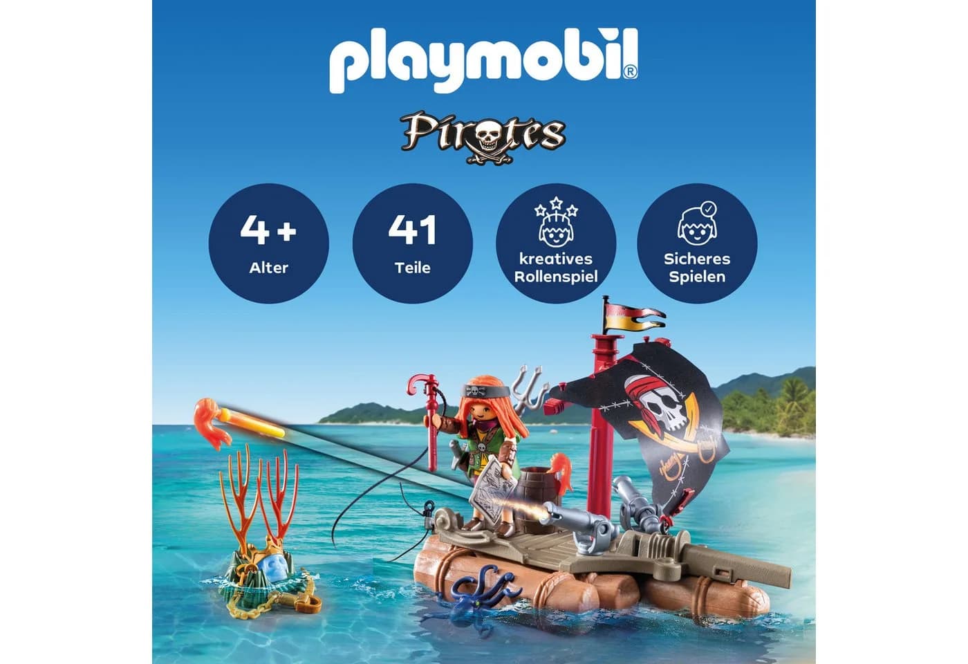 PLAYMOBIL Konstruktions-Spielset Piratenfloss bunt