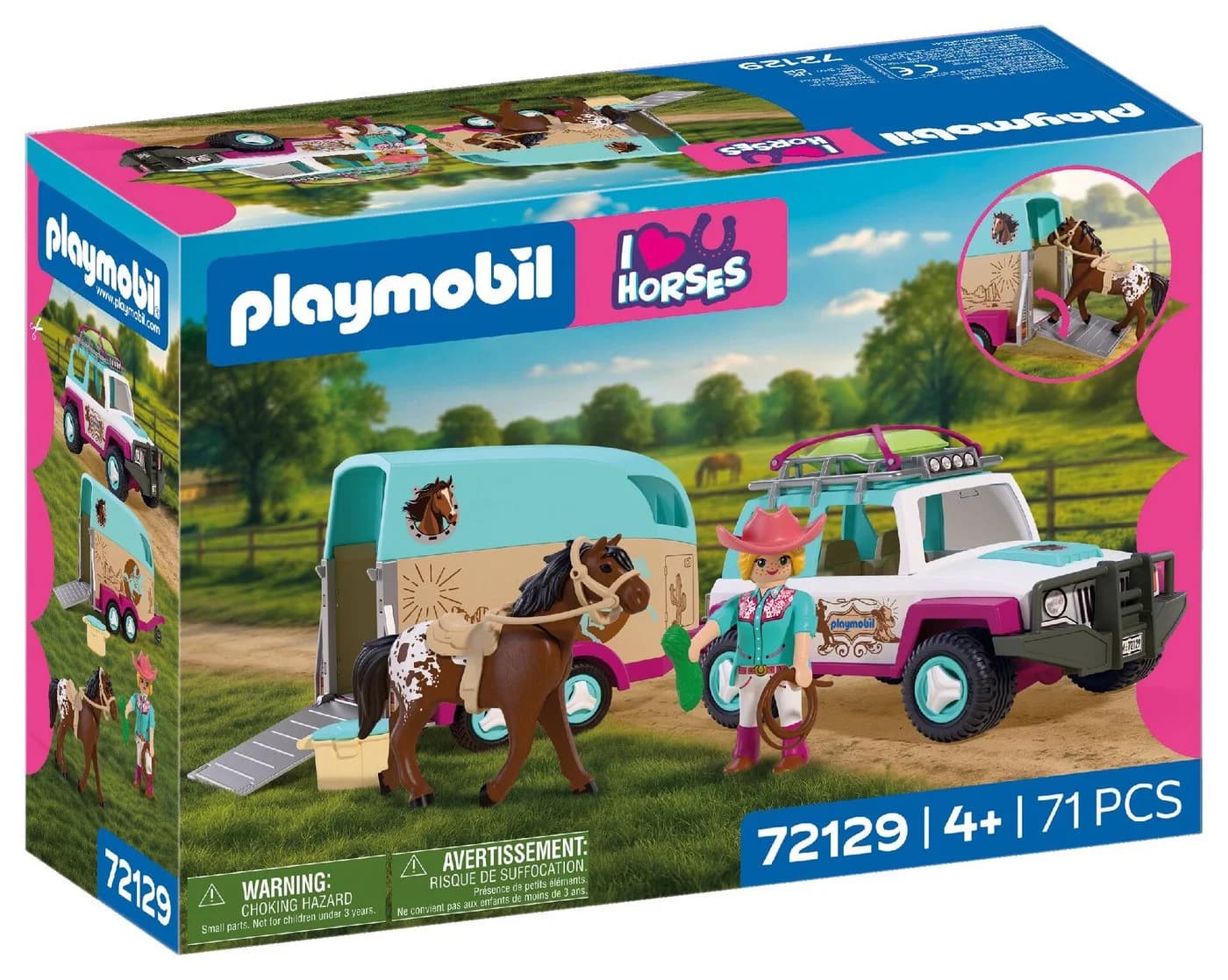 Playmobil Geländewagen mit Pferdeanhänger Bunt 71 Teile