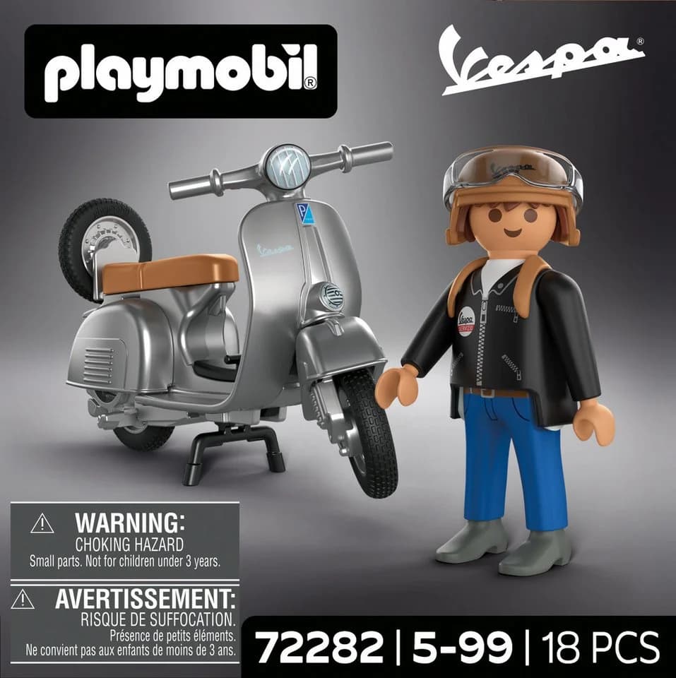 Playmobil Vespa 80 Jahre Jubiläum Konstruktions-Spielset Silber Retro