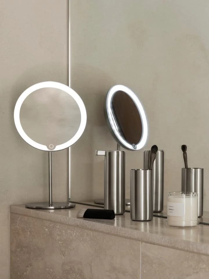 blomus MODO LED Kosmetikspiegel Silber Matt 5-fach Zoom Dimmbar