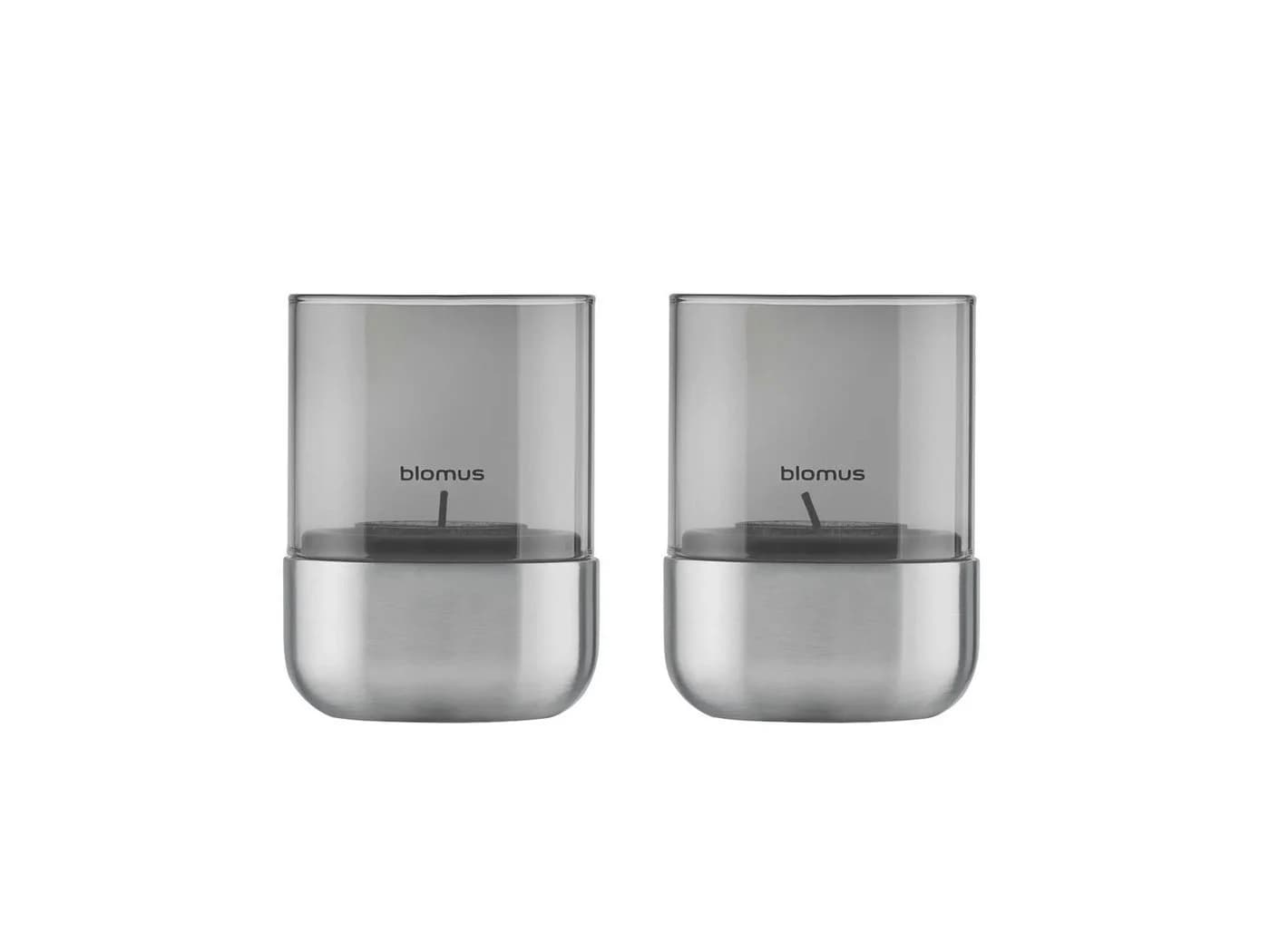 blomus Windlicht CALMA Kerzenhalter Edelstahloptik matt Glas/Edelstahl 2er Set