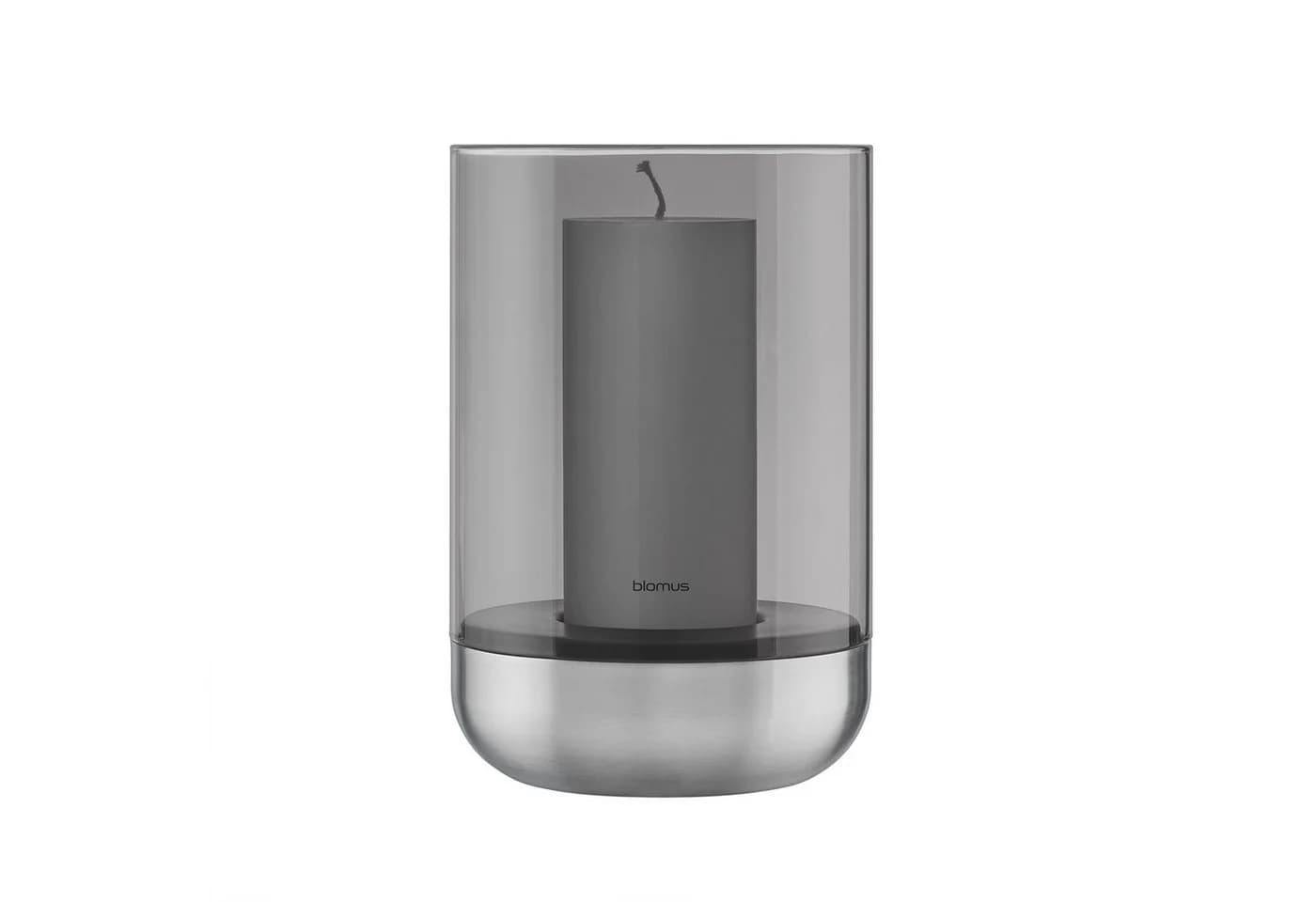 blomus Windlicht CALMA Kerzenhalter Edelstahl matt Rauchglas