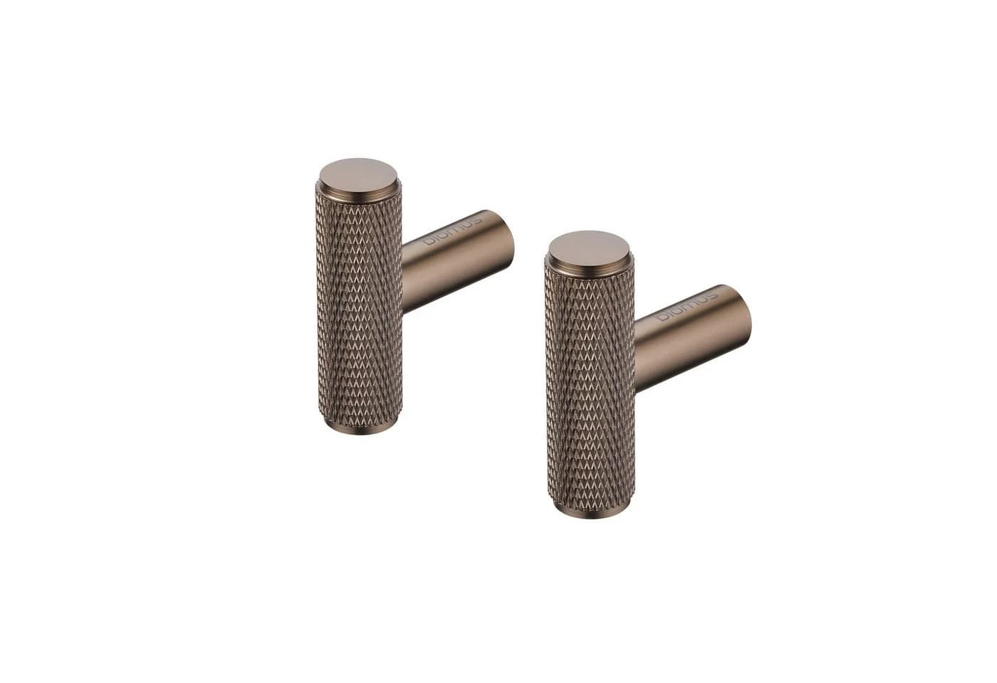 blomus Wandhaken ROF 2er Set Metall Braun Diamant-Rändelung