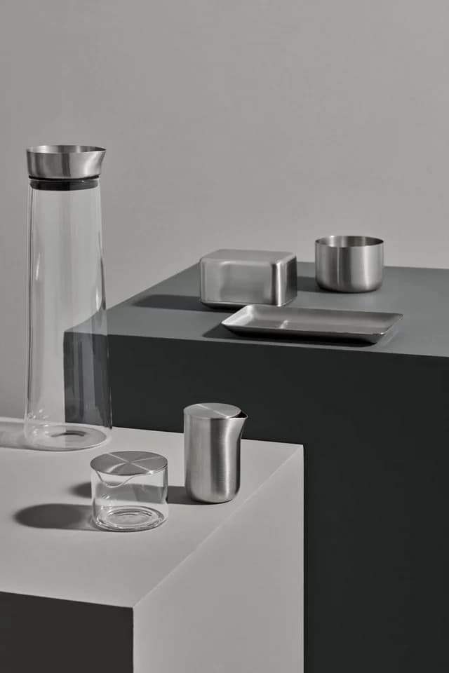 Wasserkaraffe BLOMUS silber (transparent, chromfarben), Edelstahl, Glas