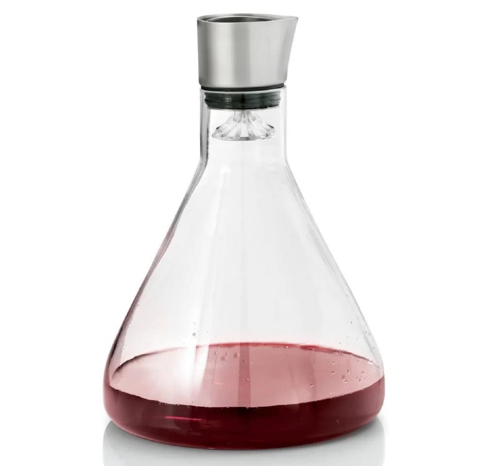 blomus Dekanter Dekantierkaraffe Delta mit Sieb Glas Edelstahl matt