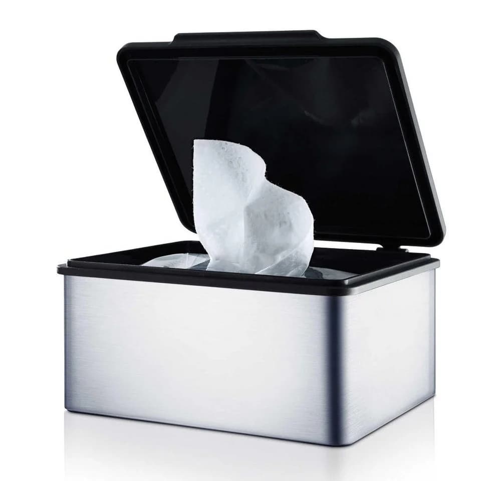 Blomus MENOTO Feuchttücherbox Silber Schwarz Edelstahl Kunststoff
