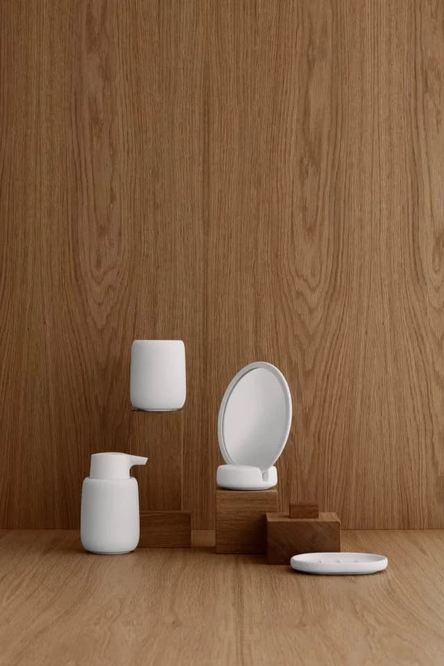 blomus Schminkspiegel SONO 5-fach-Vergrößerung Beige Soft-Touch - Bild 3
