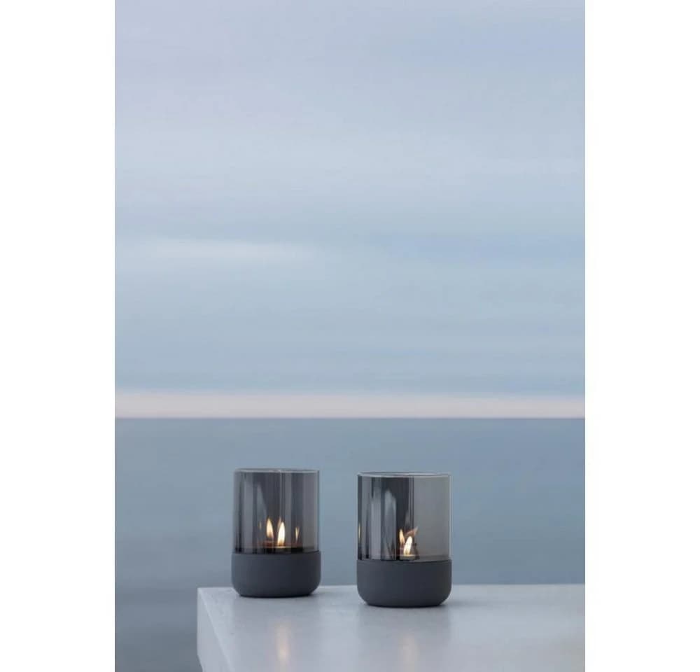 blomus Windlicht CALMA Glas Kerzenhalter Grau Betonoptik Modern