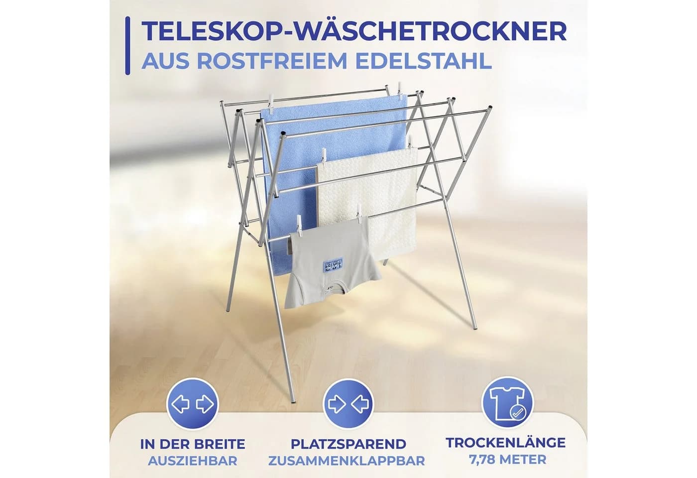 MAXIMEX Teleskop Wäscheständer Silber Edelstahl - Bild 5