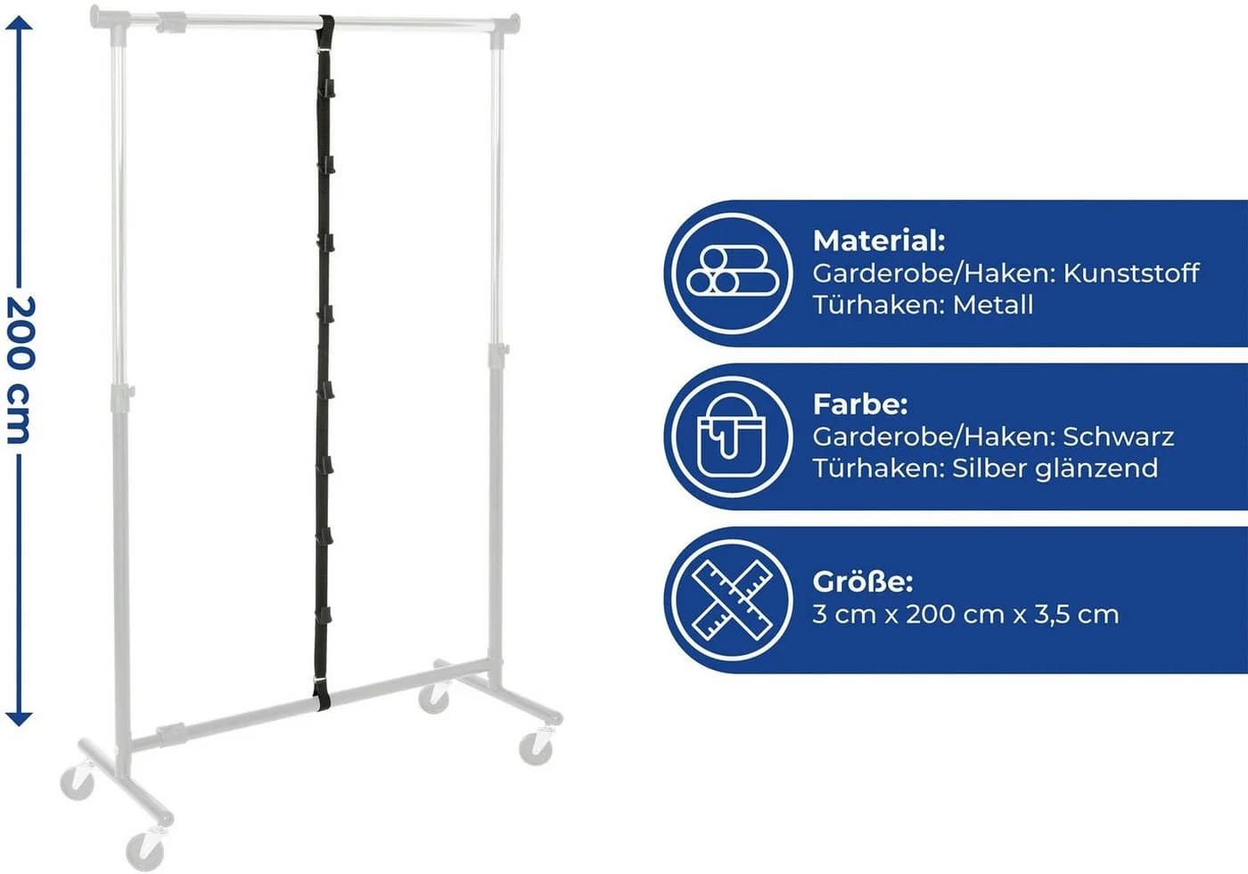 Maximex Türregal Taschengarderobe Schwarz 8 Haken - Bild 5