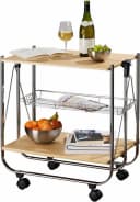 WENKO Servierwagen Dinett Deluxe Zusammenklappbar Silber Ahornfarben Bild 2