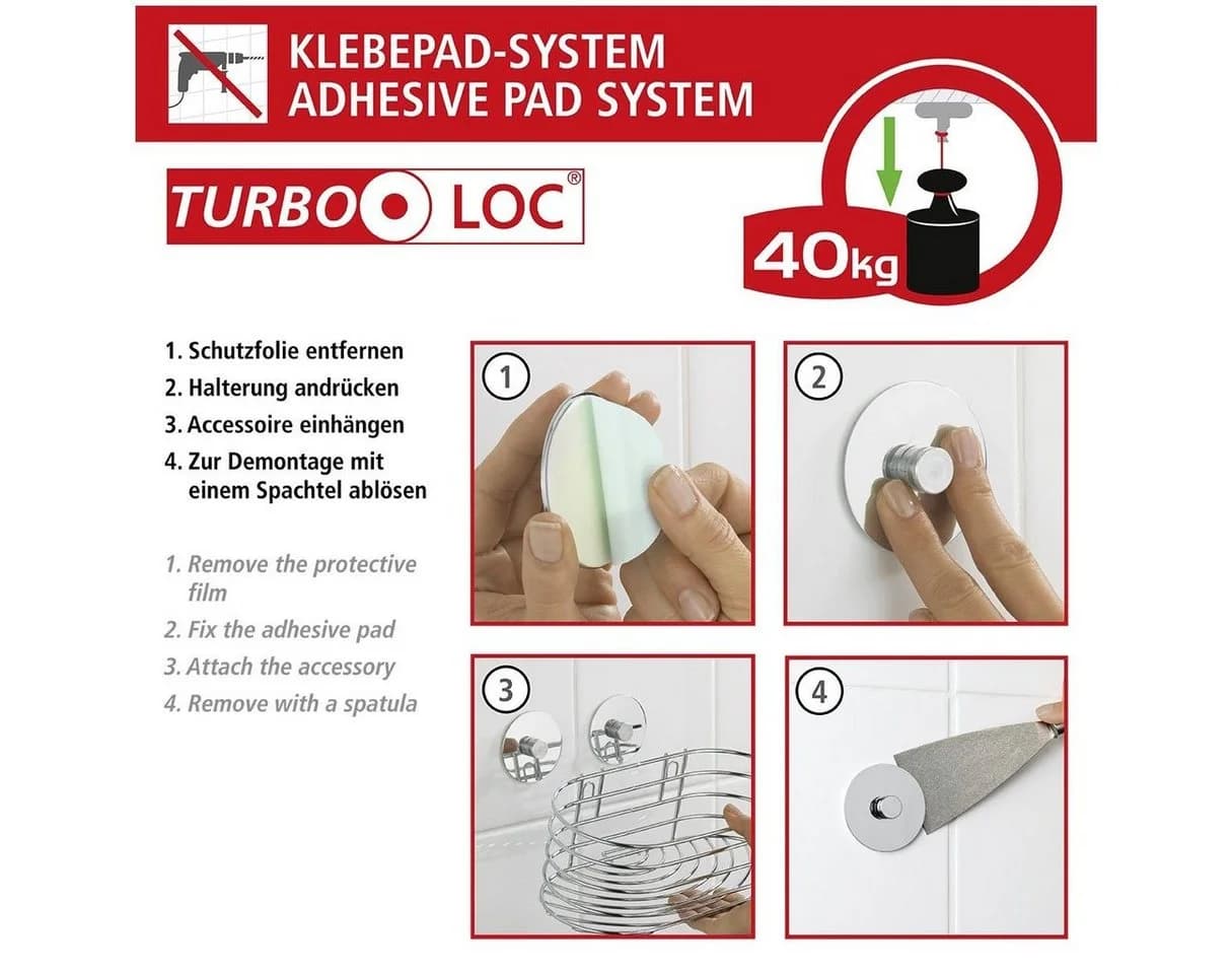 WENKO Seifenablage Turbo-Loc® Set Silber Verchromt Bohrfrei - Bild 5