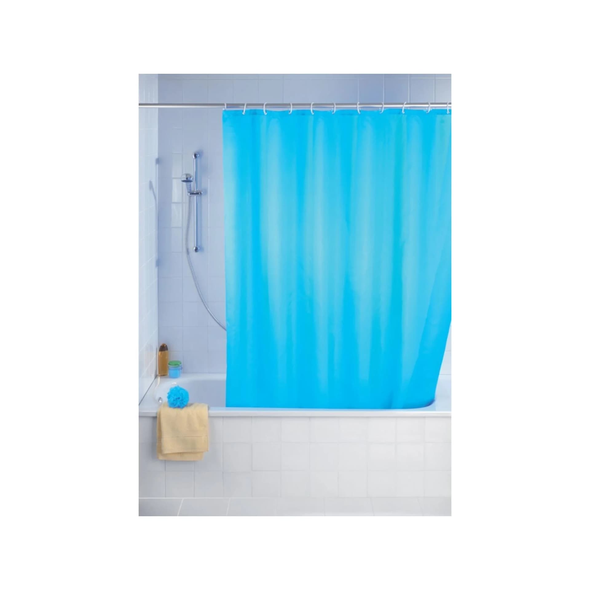 WENKO Duschvorhang Faces Hellblau Anti-Schimmel Polyester