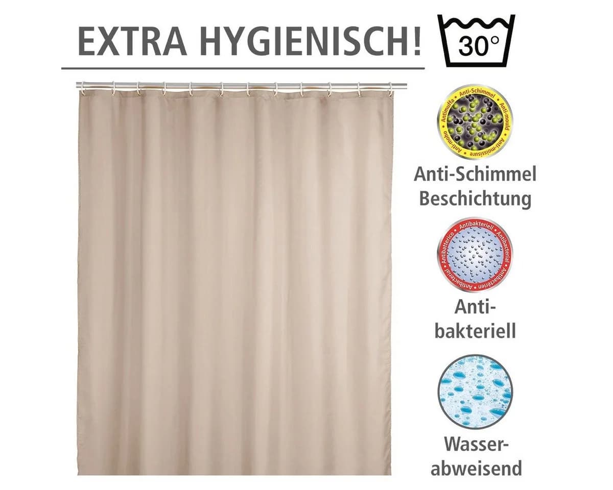 WENKO Duschvorhang Uni Beige Anti-Schimmel Polyester - Bild 4