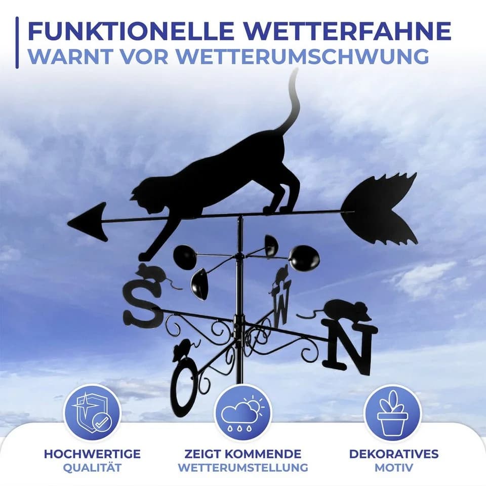 WENKO Wetterfahne Katze Schwarz Katz und Maus Motiv - Bild 3
